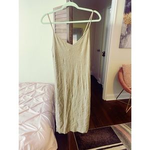 Tan Ribbed Bodycon Dress